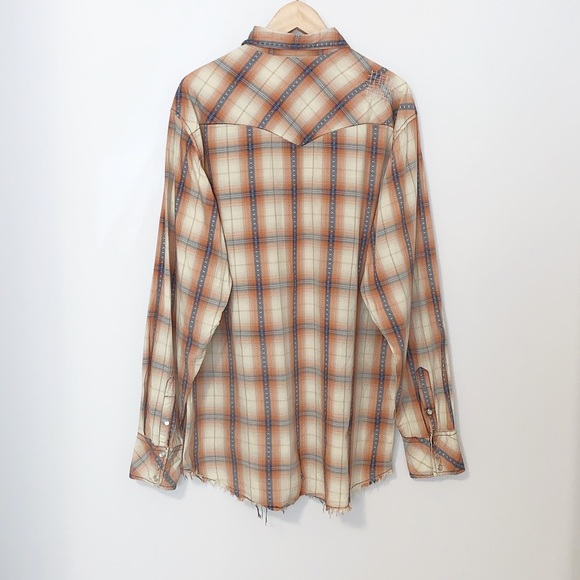 Roper Plaid Fringe Hem Men's Button Down - XL - Picture 3 of 8